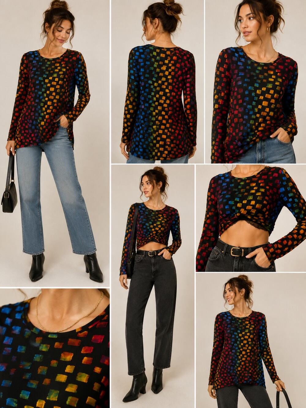 Joseph Ribkoff Abstract Tunic L Artwear Maximalist Avant Garde Colorful 90s